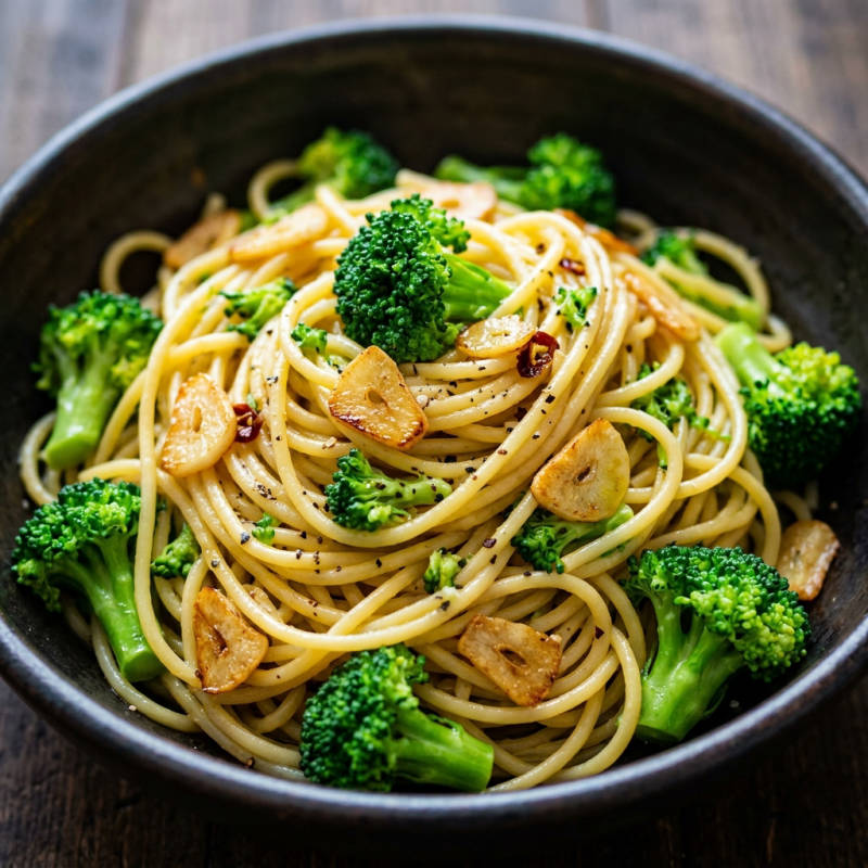 Macarrão alho e óleo com brócolis