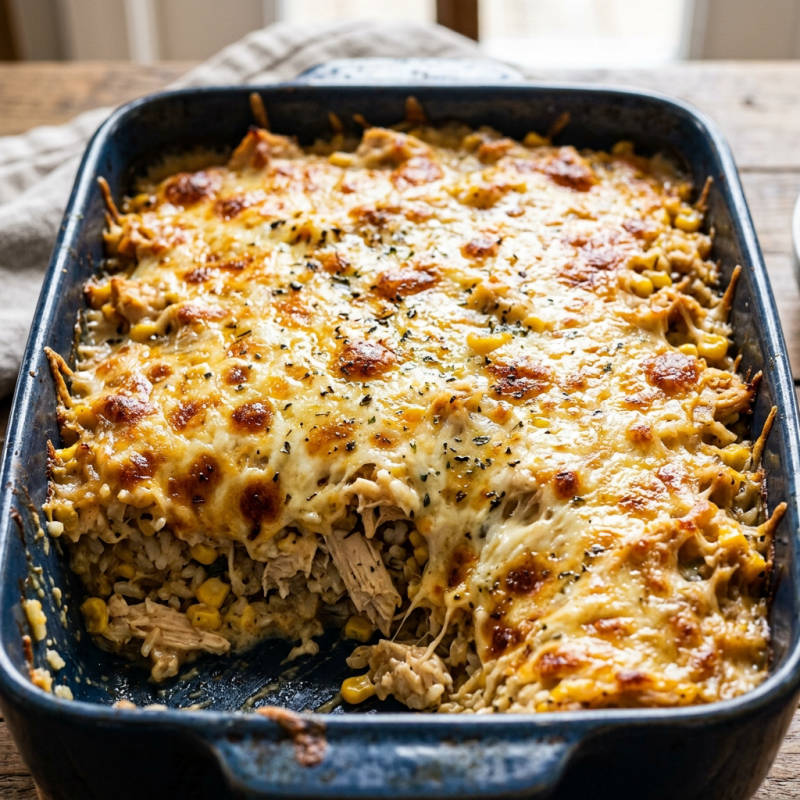 Arroz de forno com frango desfiado