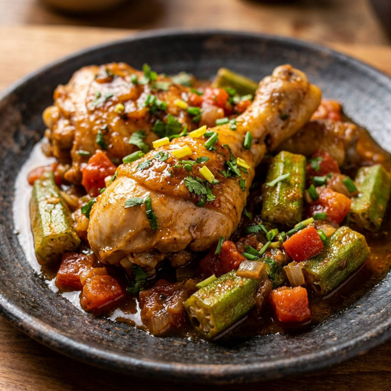 Frango ensopado com quiabo