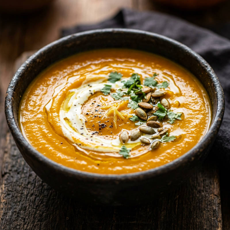Sopa de abóbora com gengibre