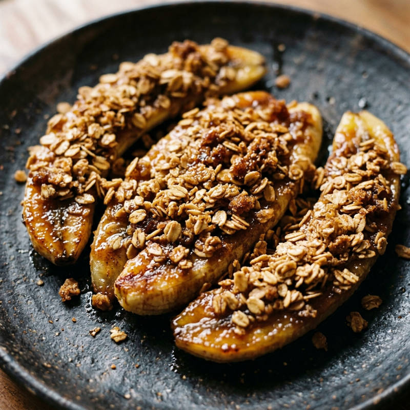 Banana assada com aveia e canela