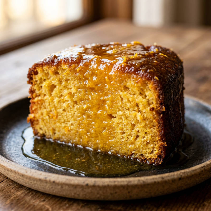 Bolo de laranja com calda