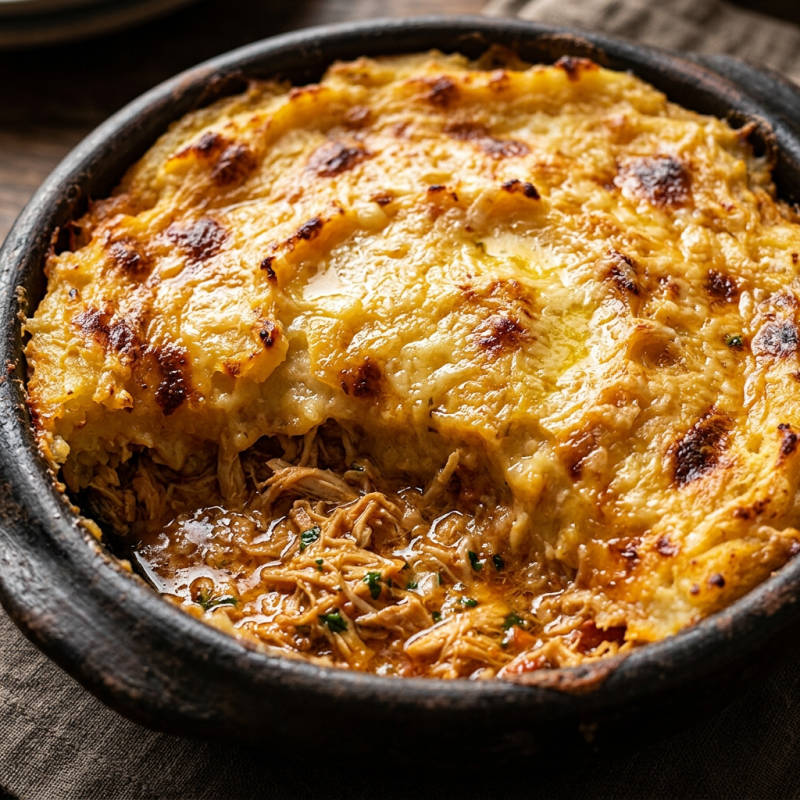 Escondidinho de frango com mandioca
