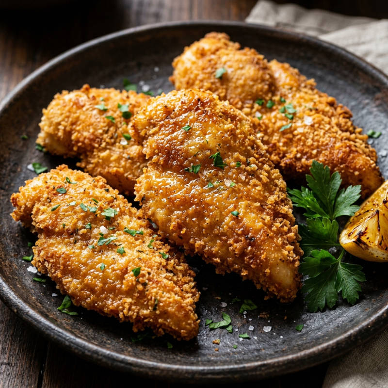 Frango empanado no forno