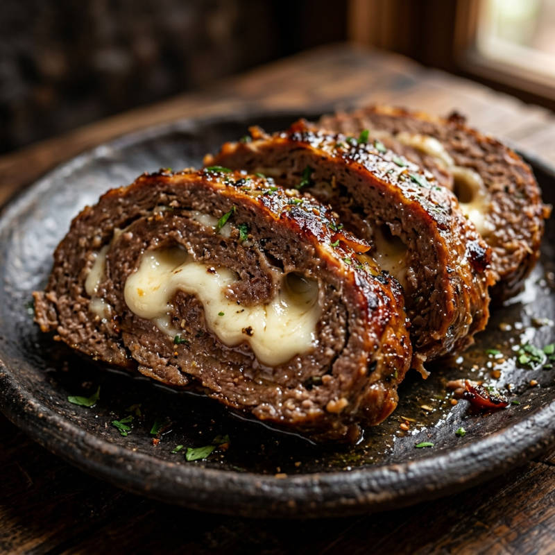 Rocambole de carne moída recheado