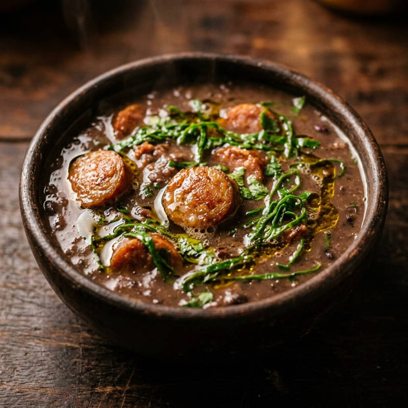 Caldo de feijão com linguiça