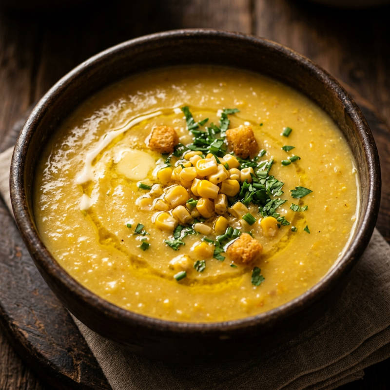 Sopa cremosa de milho verde