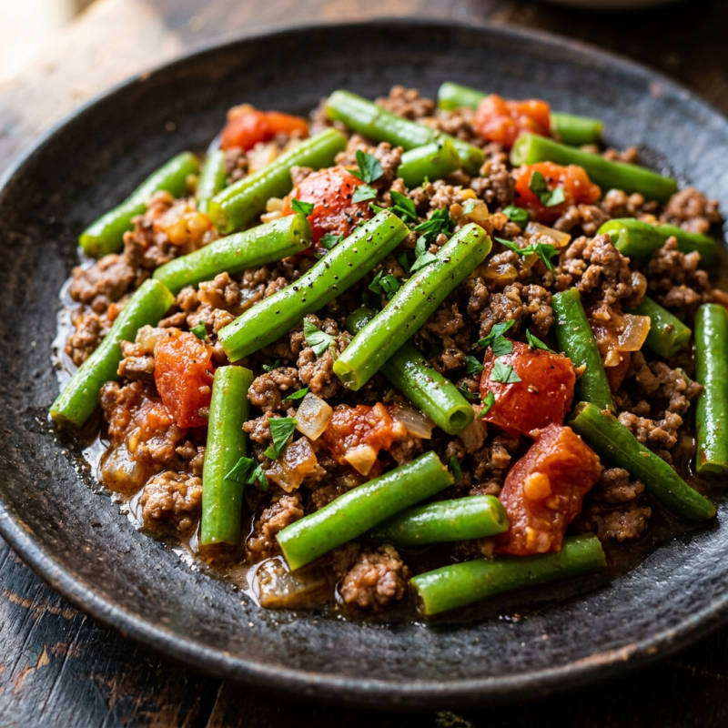 Vagem refogada com carne moída