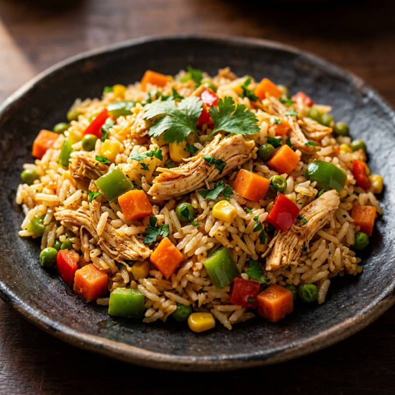 Arroz à grega com frango