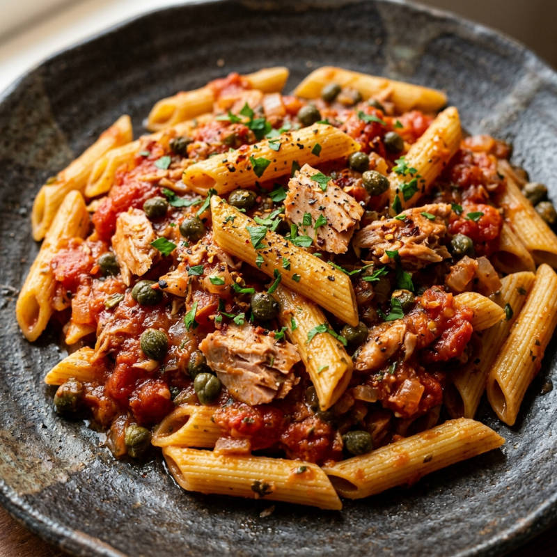 Penne com atum e tomate