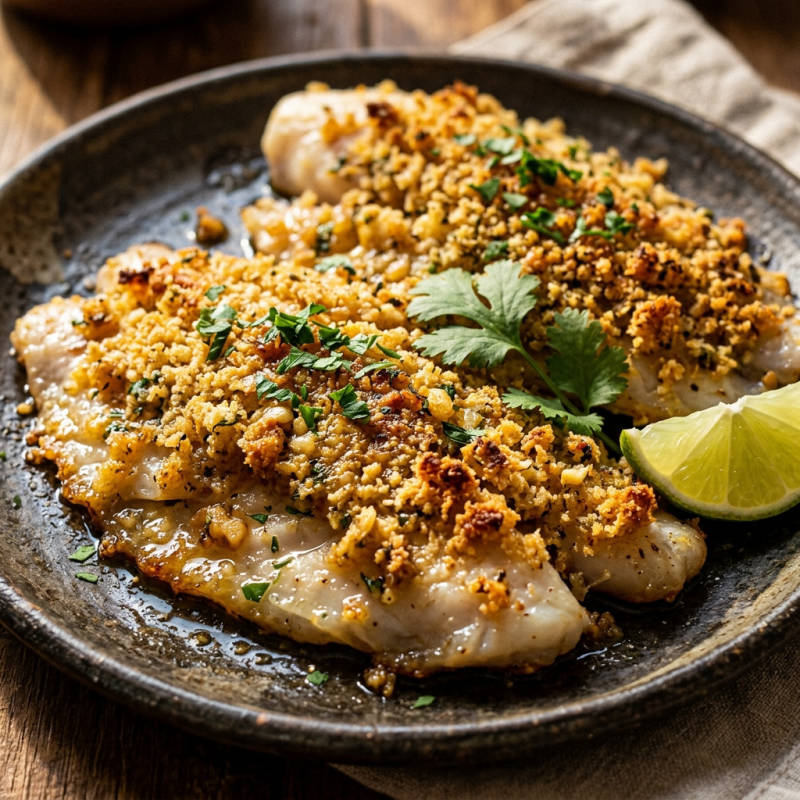 Peixe com crosta de farofa