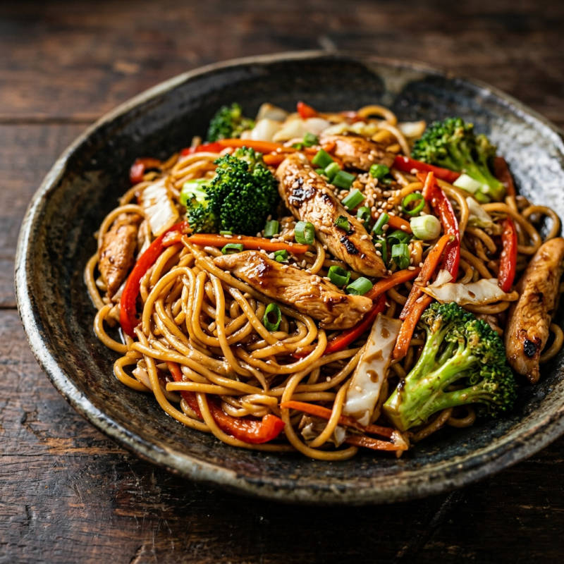Yakisoba de frango e legumes