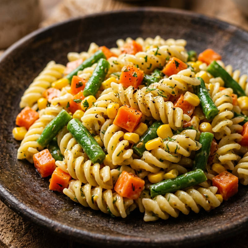 Salada de macarrão com legumes