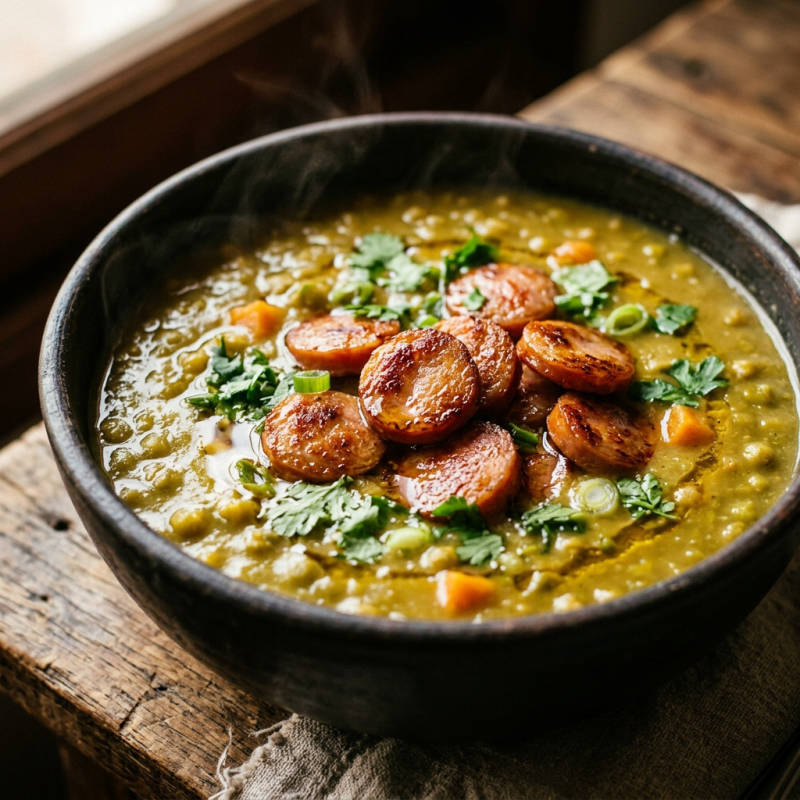 Sopa de ervilha com linguiça