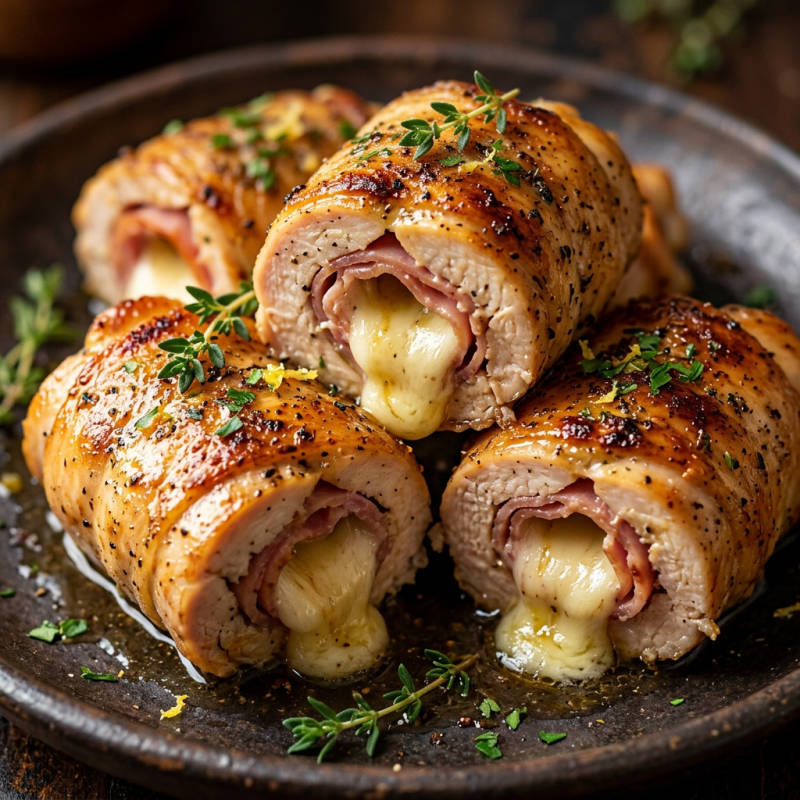 Filé de frango recheado com queijo e presunto