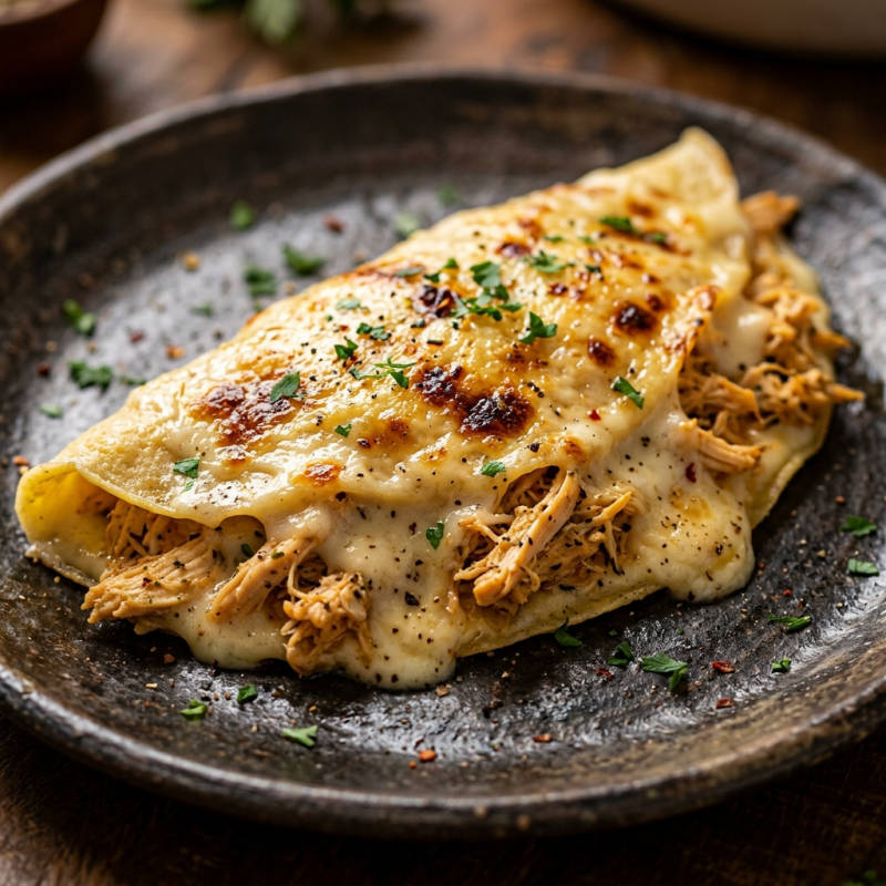 Panqueca de frango com molho branco