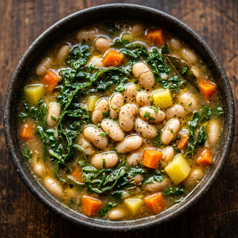 Sopa de feijão branco com couve