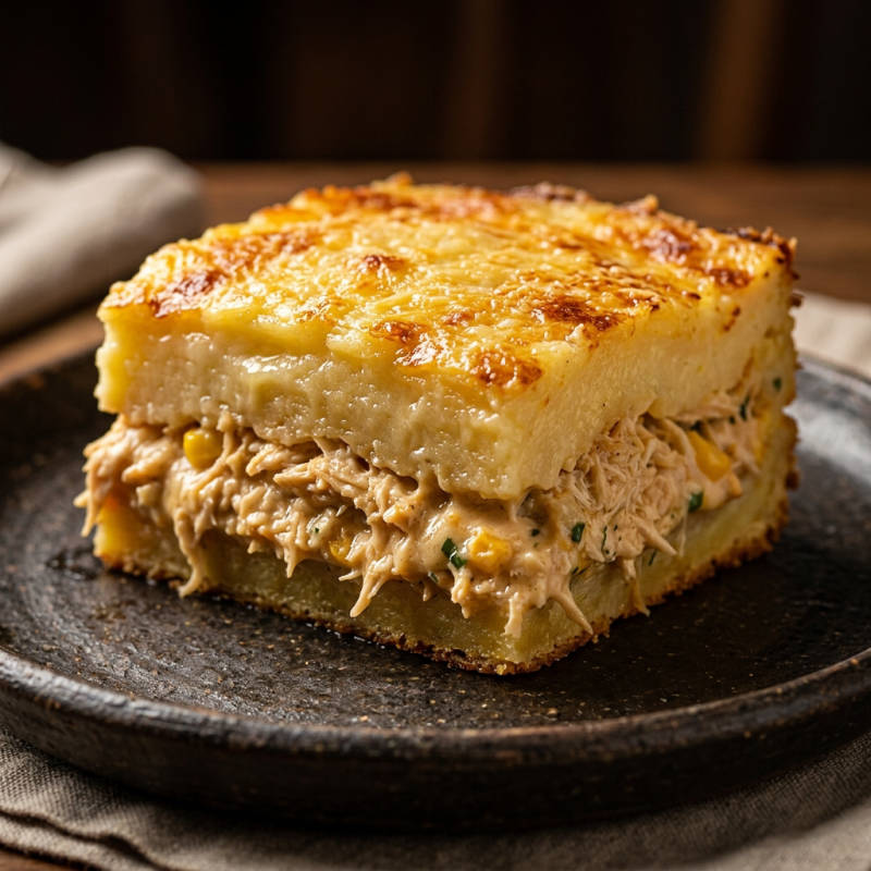 Torta de frango com massa de batata
