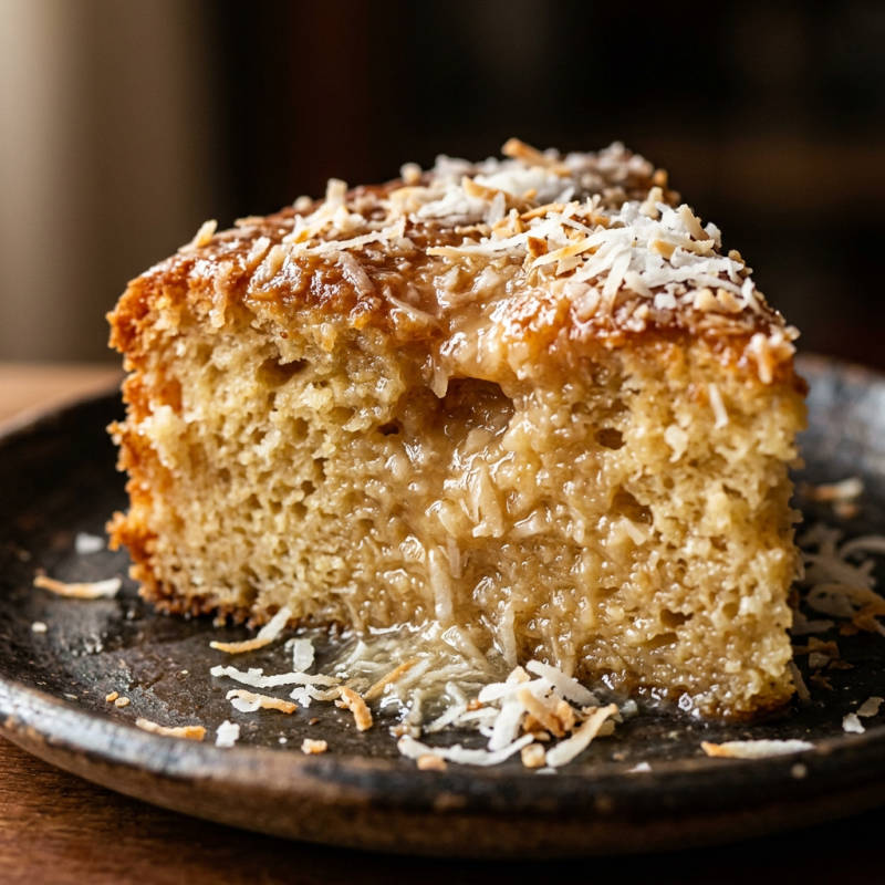 Bolo de coco com calda