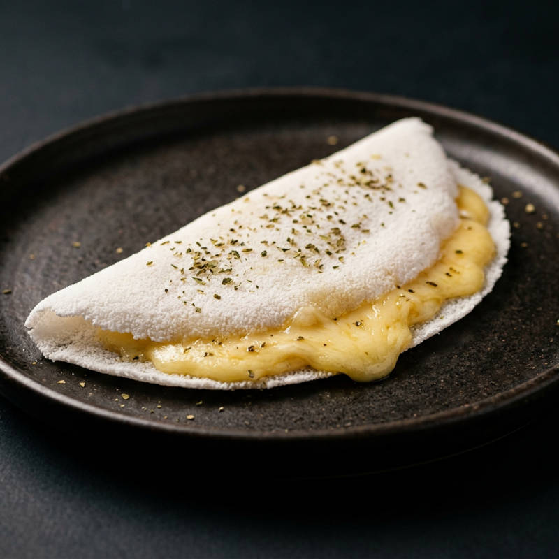 Tapioca com queijo e orégano