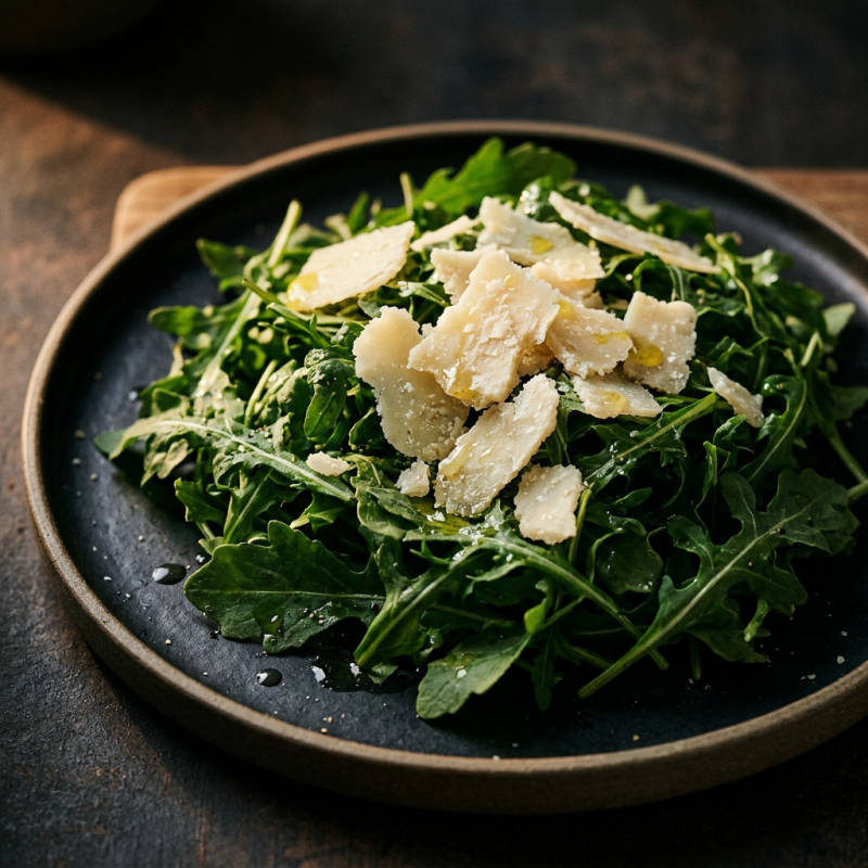 Rúcula com parmesão e limão