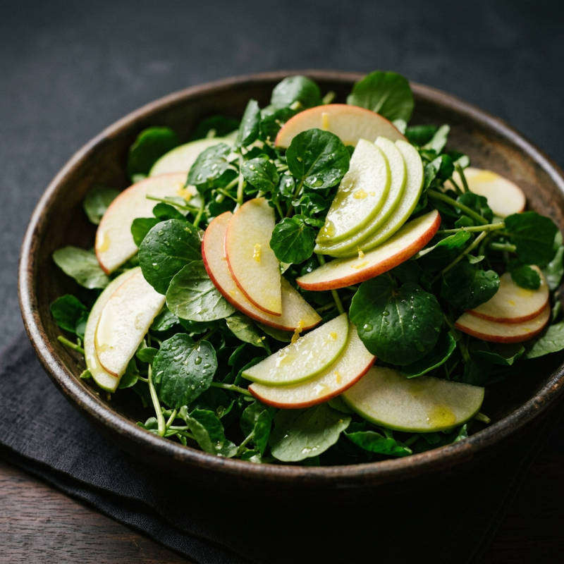 Salada de agrião com maçã