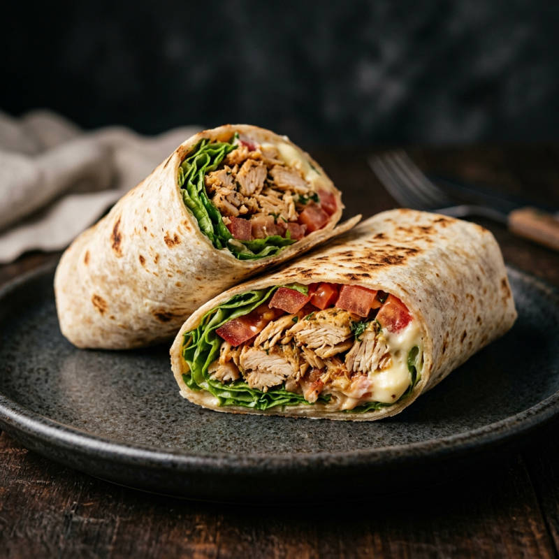 Wrap de frango com salada