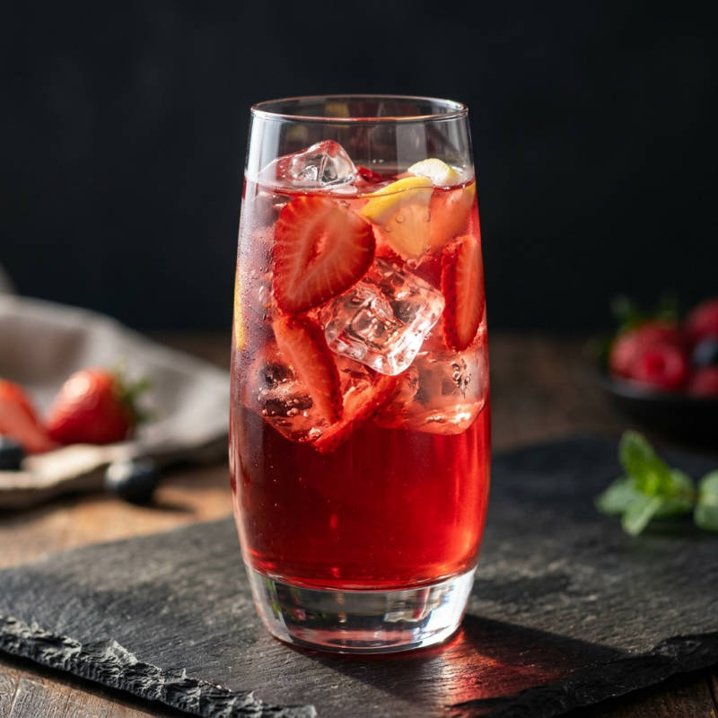 Chá gelado de frutas vermelhas