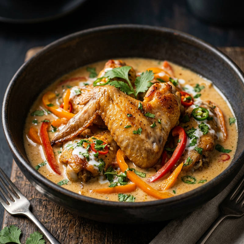 Asinha de frango ensopada com leite de coco