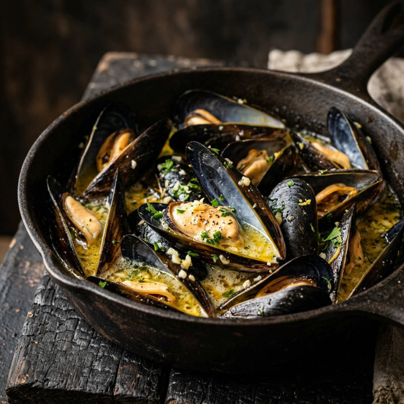 Mexilhão à provençal com manteiga e alho