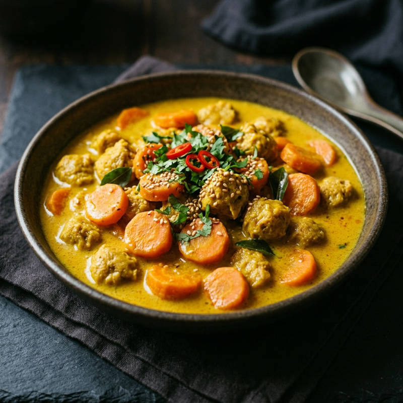 Soja ao molho de curry amarelo