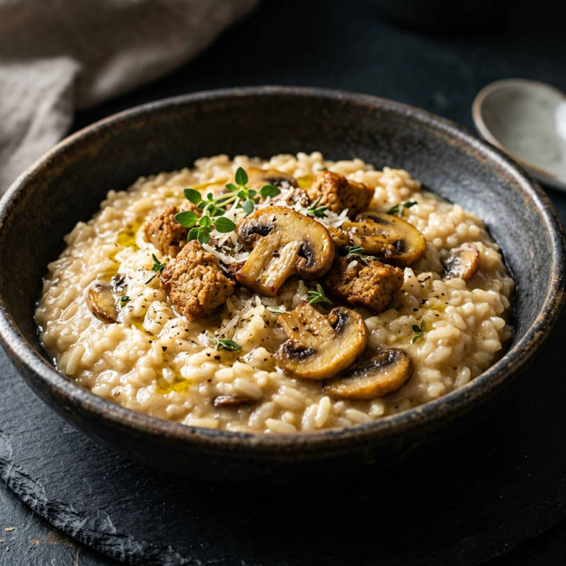 Risoto de soja com cogumelos