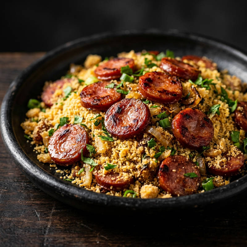 Farofa de linguiça calabresa