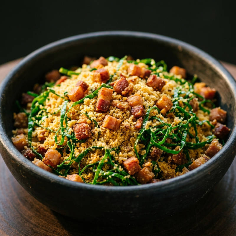 Farofa de couve com bacon