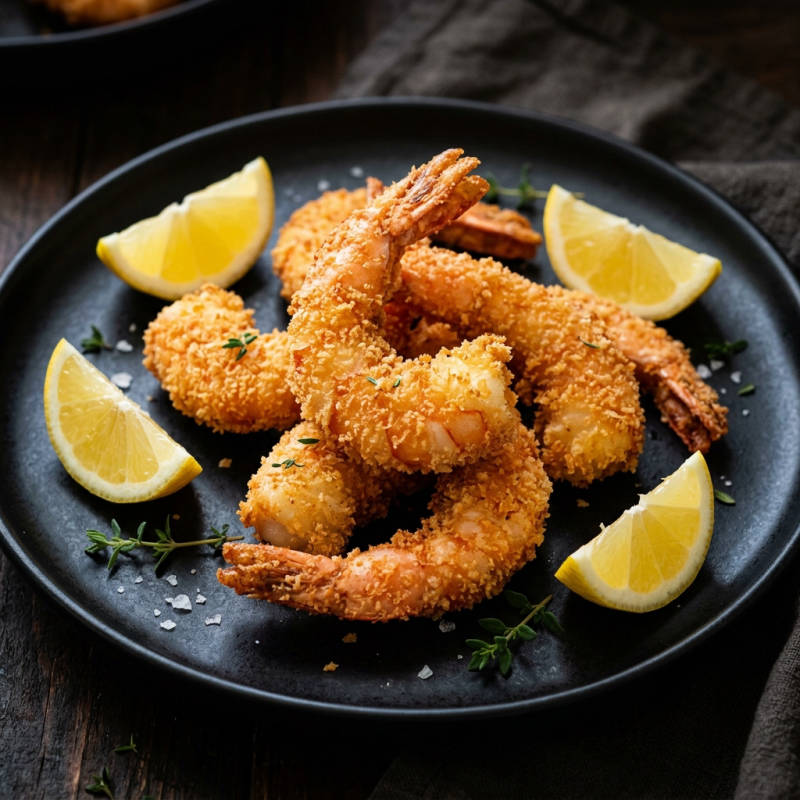Camarão empanado na airfryer