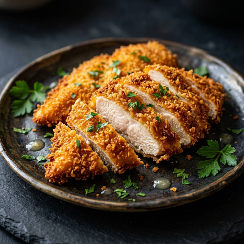 Peito de frango empanado crocante na airfryer