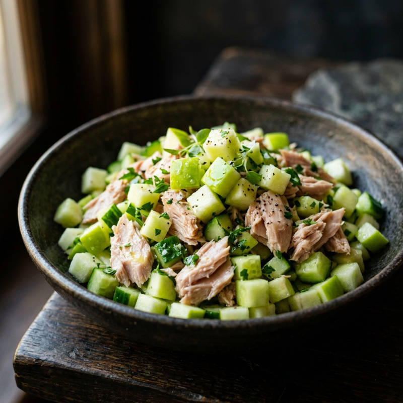 Salada de atum com maçã e pepino