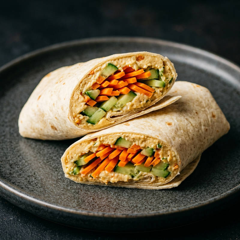 Wrap frio de pasta de grão-de-bico com legumes