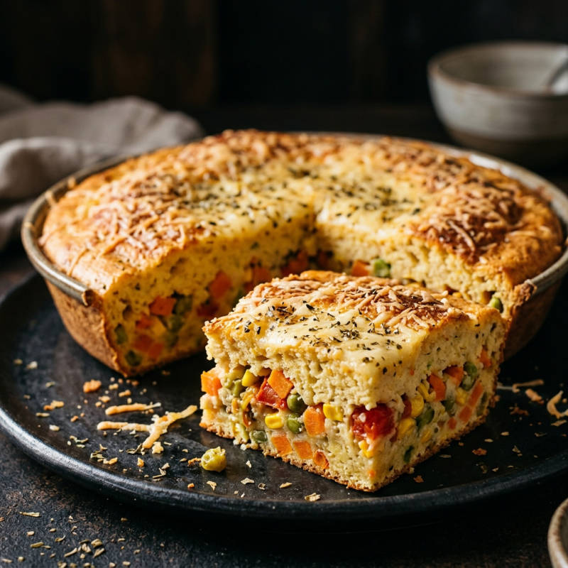 Torta salgada de liquidificador com legumes de sobra