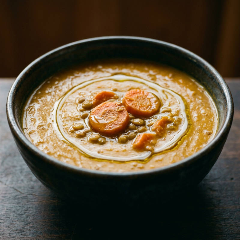 Sopa de lentilha com cenoura e cominho