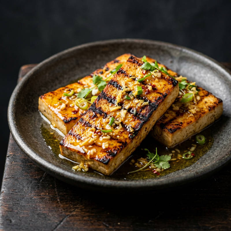 Tofu grelhado com molho de gengibre e limão