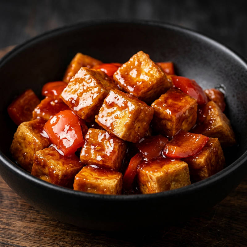 Tofu ao molho agridoce com pimentão