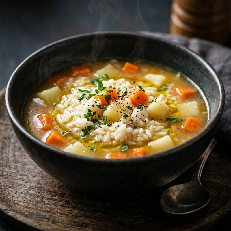 Canja vegana de legumes com arroz