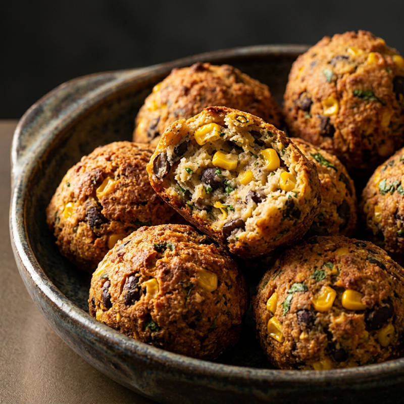 Bolinho de milho e feijão assado com cheiro-verde