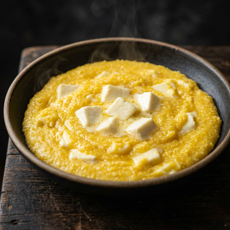 Polenta cremosa com queijo frescal