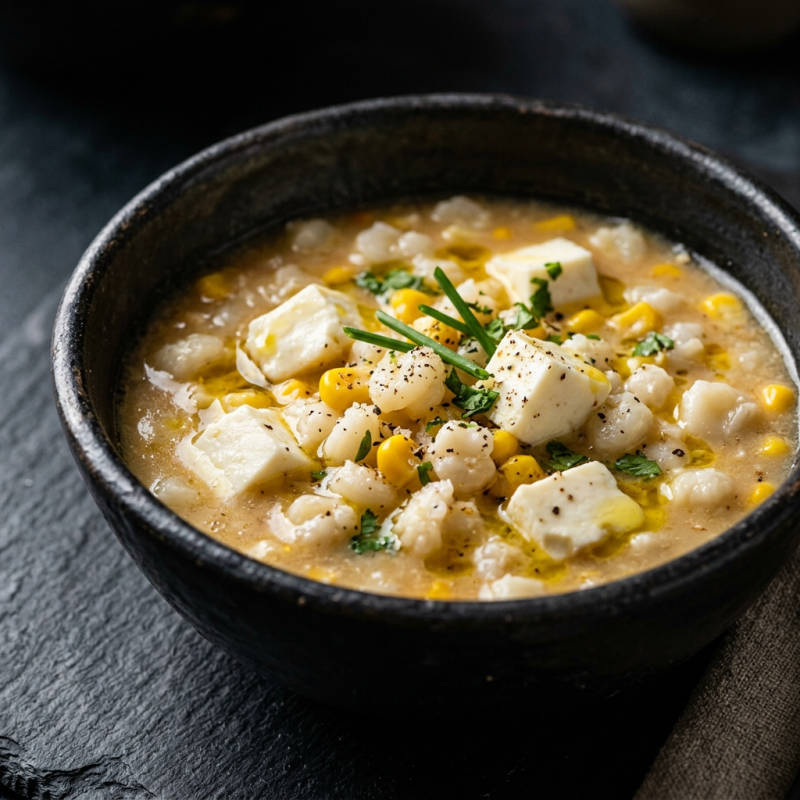 Canjica salgada com queijo frescal e milho