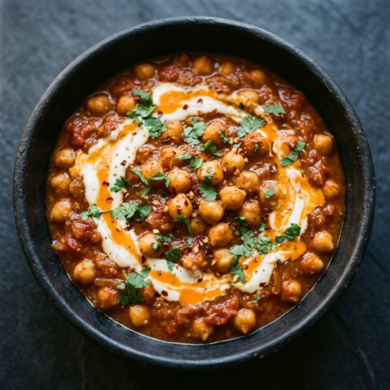 Curry de grão-de-bico com iogurte