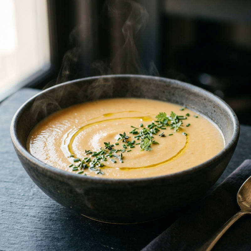 Sopa cremosa de legumes com leite
