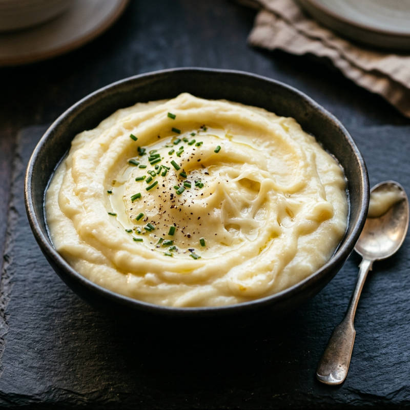 Purê de batata com leite e queijo