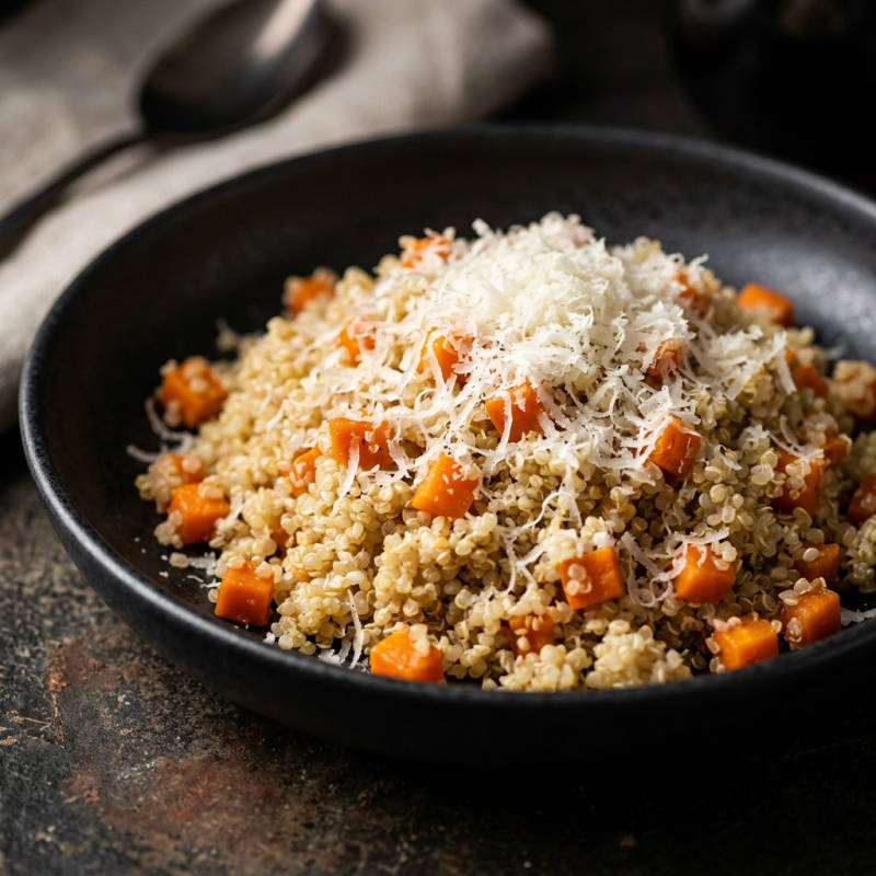 Quinoa com parmesão e legumes